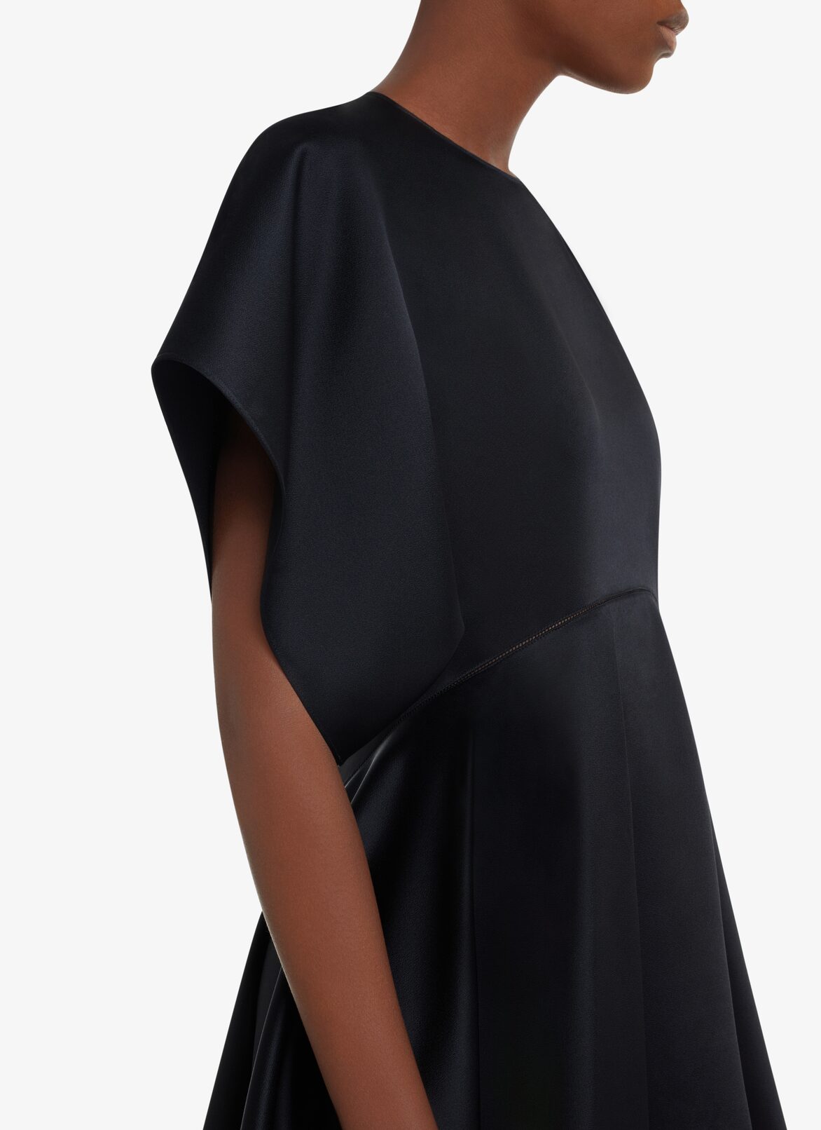 CREPE WEAVE SHORT SKATER DRESS ALAÏA BLACK CREPE WEAVE SHORT SKATER DRESS
